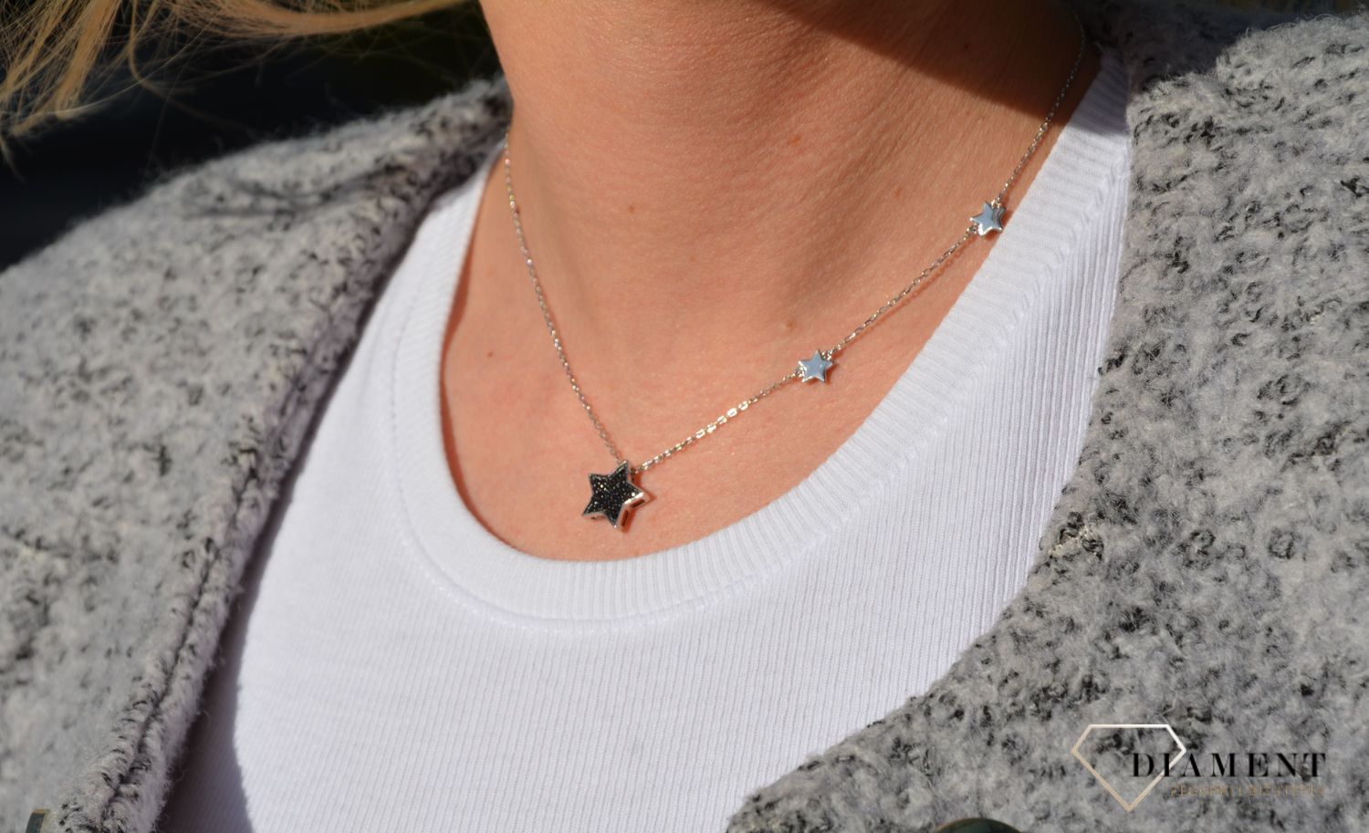 Naszyjnik srebrny czarna gwiazdka Dall'Acqua N BY 145 074.jpg